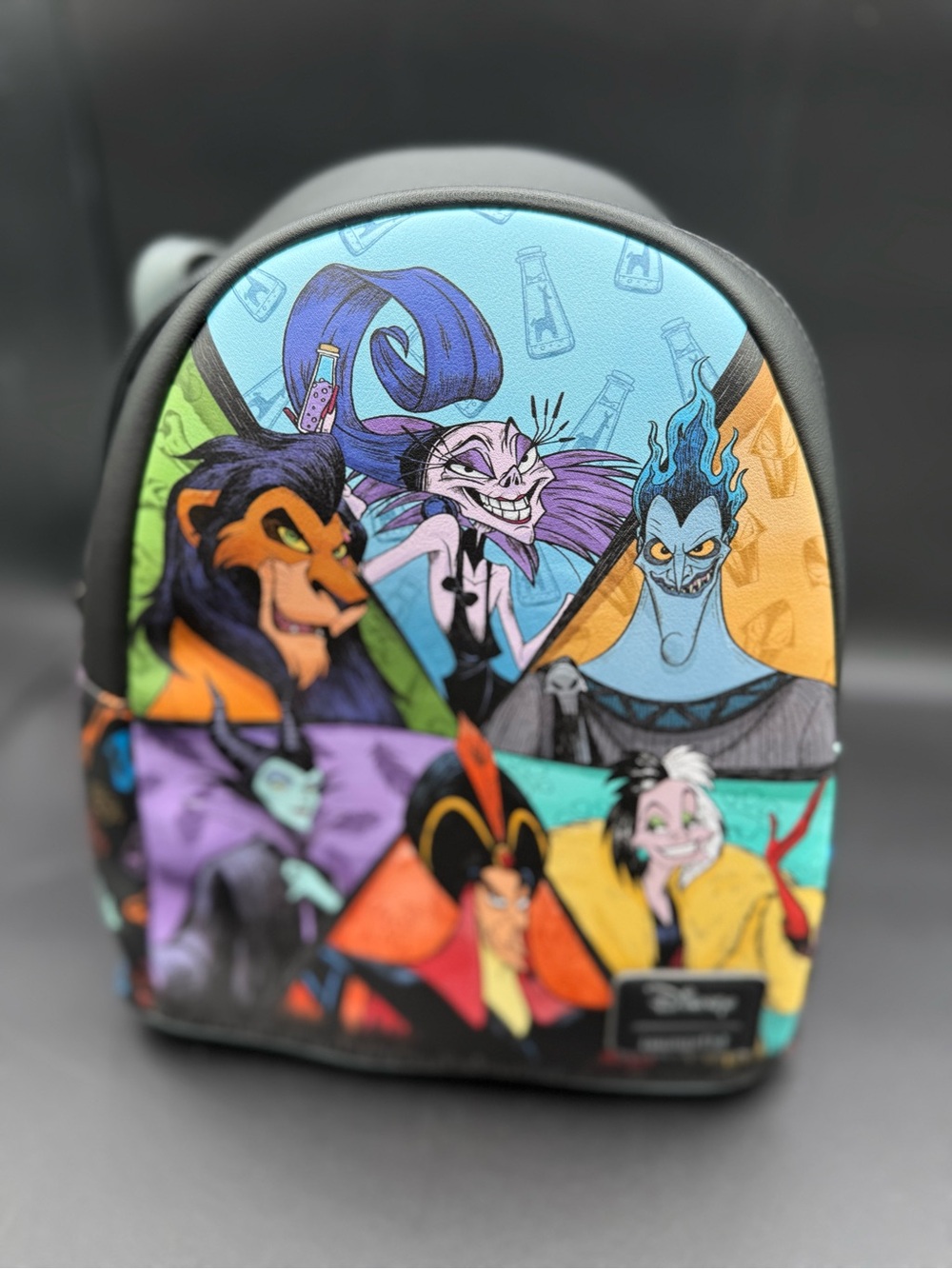 Loungefly Disney Villains Colorblock Mini Backpack - Black, Yellow, Red, Teal